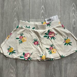 NWT Cream floral skirt with built in shorts, size 18-24 months